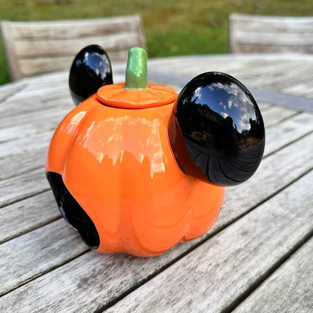 Disney Park Mickey Mouse Halloween Pumpkin Hand Painted Tea Light Candle Holder